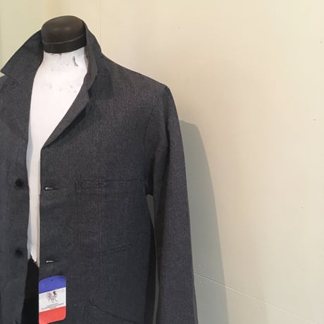 1950's French Unknown Black Chambray Atelier Coat Deadstock