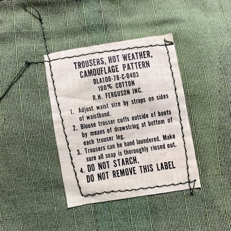 1970's US.ARMY ERDL Jungle Fatigue Trousers Deadstock