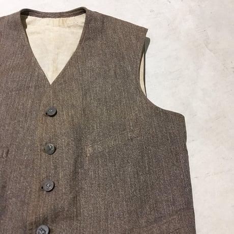 1930's French Unknown Brown Chambray Hunting Vest