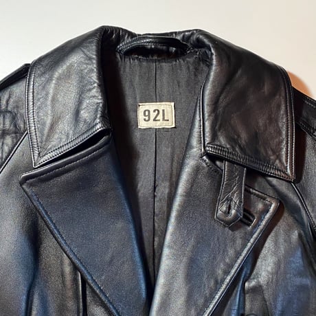 1980's French Military Leather Motor Cycle Coat Deadstock