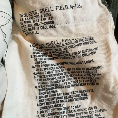 1950's US.ARMY M-51 Field Trousers Deadstock