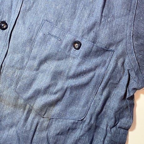 1940〜50's SKYTONE Purple Chambray L/S Shirt Deadstock