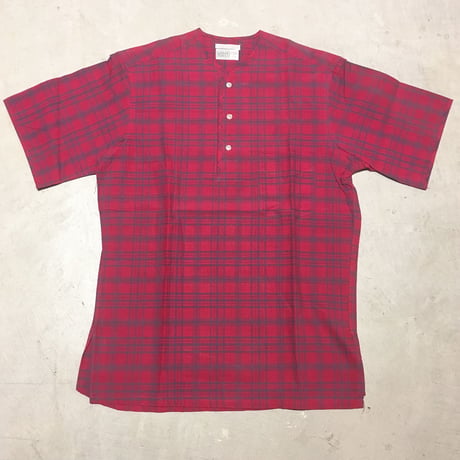 1960's DONEGAL Indian Madras Henleyneck S/S Shirt Deadstock