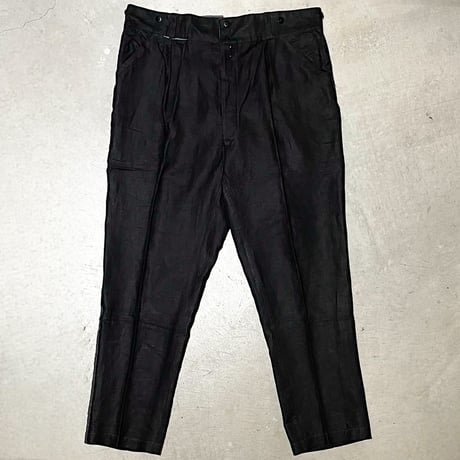 1940's French Unknown Black Linen Trousers Deadstock