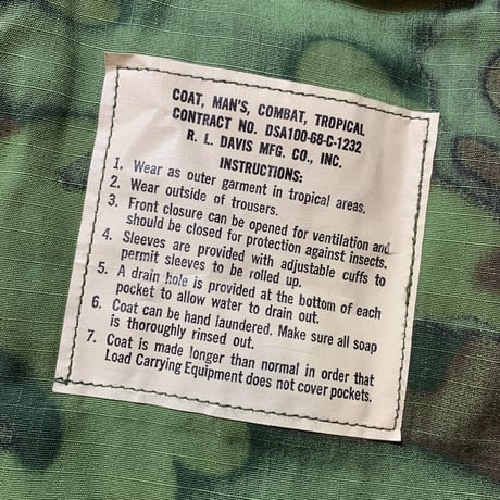 1960's US.ARMY ERDL Jungle Fatigue Jacket Deadstock