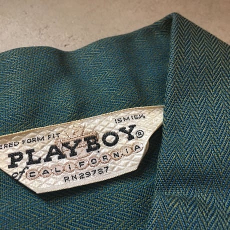 1960's PLAYBOY Herringbone Rayon S/S Shirt Deadstock