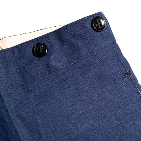 1930's French Unknown Indigo Cotton&Linen Trousers Deadstock