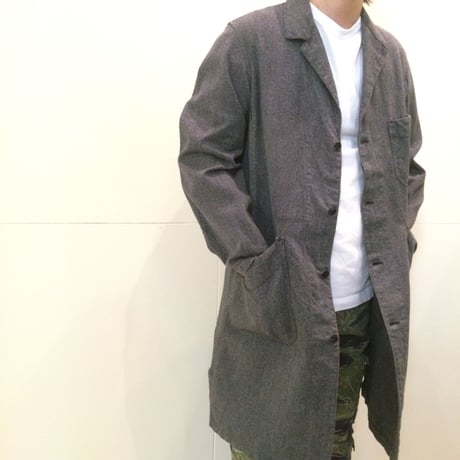 1950's French Unknown Black Chambray Atelier Coat