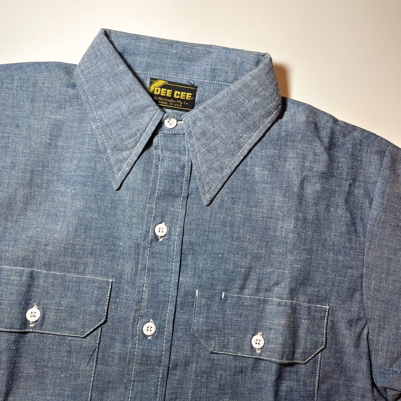 70s USA製 ディーシー　DEE CEE シャンブレー長袖シャツ 70s USA製 vintage WASHINGTON DEE-CEE 刺繍 シャンブレー 長袖