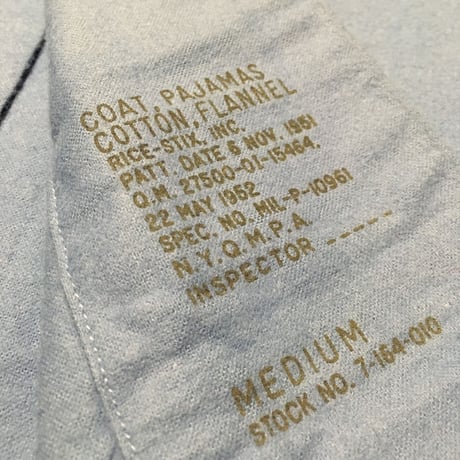 1950's US.ARMY Flannel Pajama L/S Shirt Deadstock