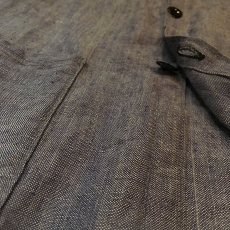1960's French Navy Linen Shawl Collar Coverall