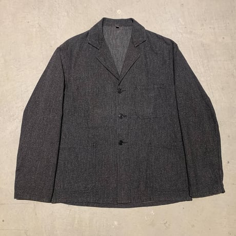1950's French Unknown Black Chambray Work Jacket