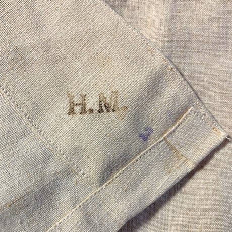 1940's〜 French Military Hospital Linen S/S Shirt Deadstock