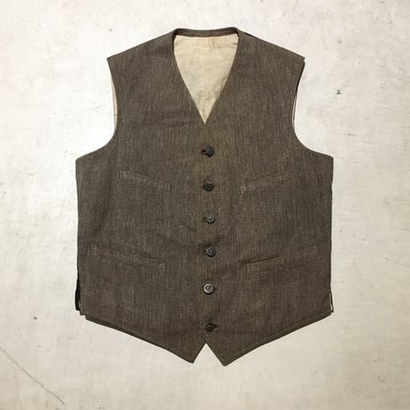 1930's French Unknown Brown Chambray Hunting Vest