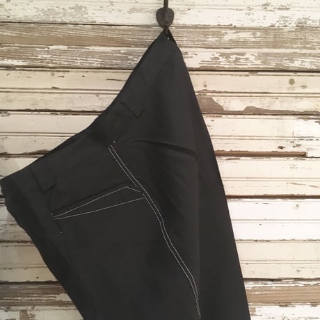 1950's French Unknown Black Linen Trousers Deadstock