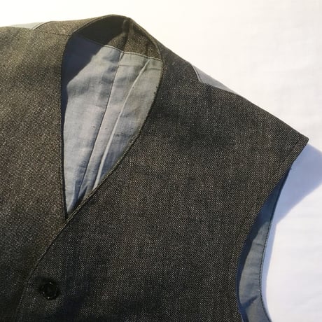 1940〜50's French Unknown Black Chambray Vest Deadstock