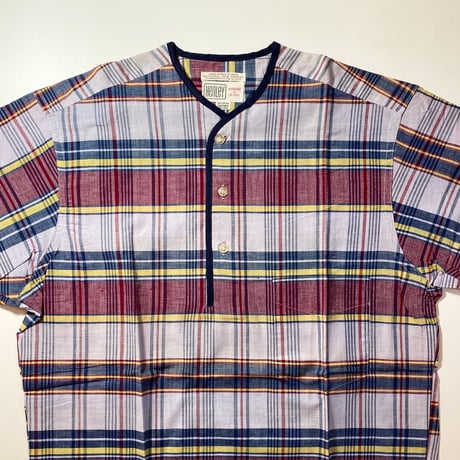 1960's DONEGAL Indian Madras Henleyneck S/S ShirtDeadstock