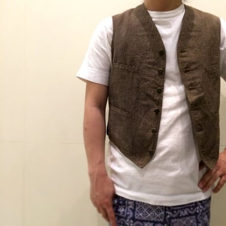 1930's French Unknown Brown Chambray Hunting Vest