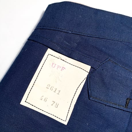 1930's French Unknown Indigo Cotton&Linen Trousers Deadstock