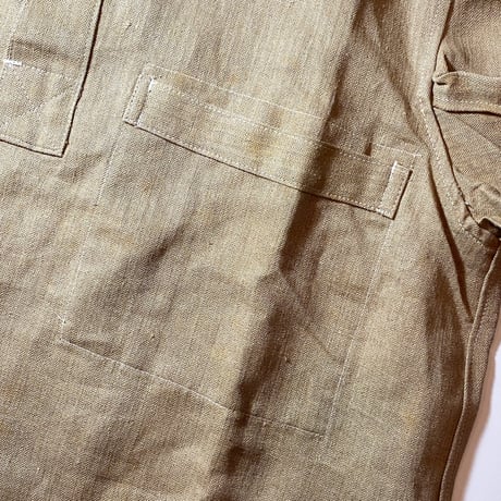 1930〜40's Germany Navy Herringbone Linen Smock Deadstock