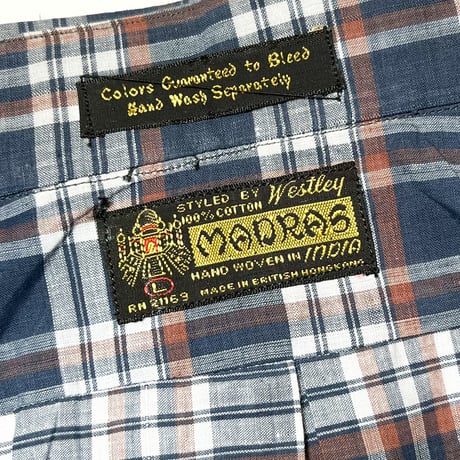 1960's Westley Indian Madras S/S Shirt Deadstock