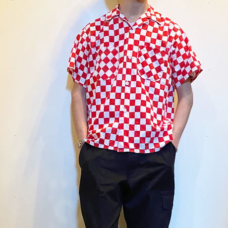 1950's〜 Unknown Checkered Flag Pattern S/S Shirt