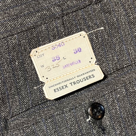 1930〜40's Unknown Black Covert Stripe Trousers Deadstock