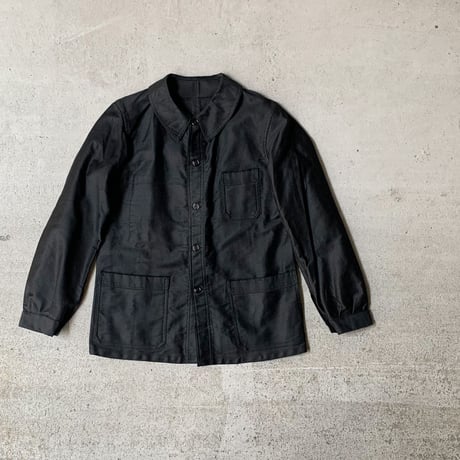 1940〜50's French Unknown Black Moleskin Jacket Deadstock