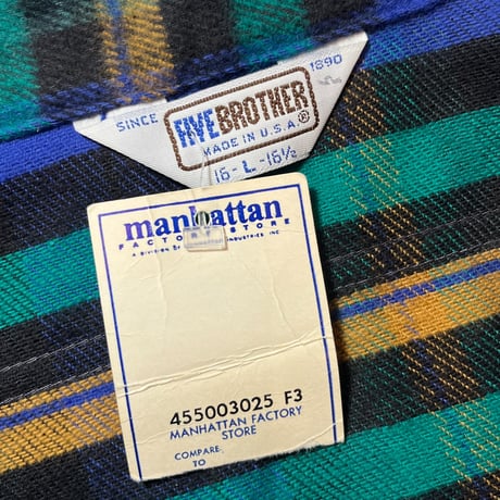 1980's FIVE BROTHER Heavy Flannel L/S Shirt Deadstock