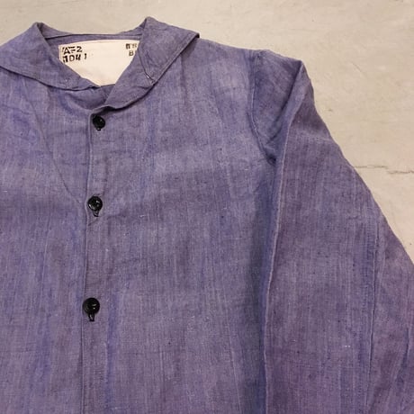 1960's French Navy Linen Shawl Collar Coverall