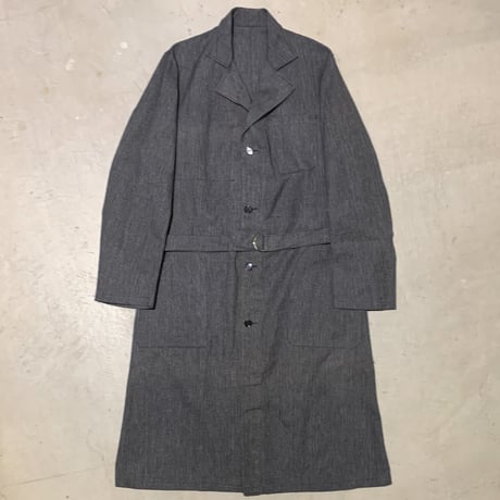 1950's French Unknown Black Chambray Atelier Coat Deadstock