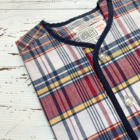 1960's DONEGAL Indian Madras Henleyneck S/S Shirt Deadstock