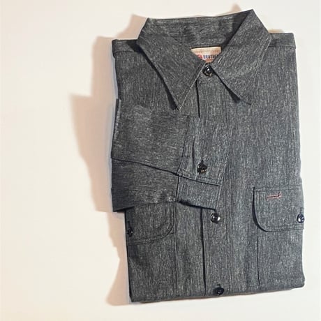 1940〜50's 5 BROTHER Black Chambray L/S Shirt Deadstock