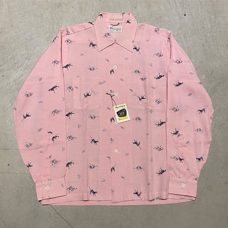 1960's WILSON BROTHERS Rayon L/S Shirt Deadstock