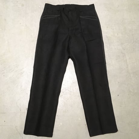 1950's French Unknown Black Linen Trousers Deadstock