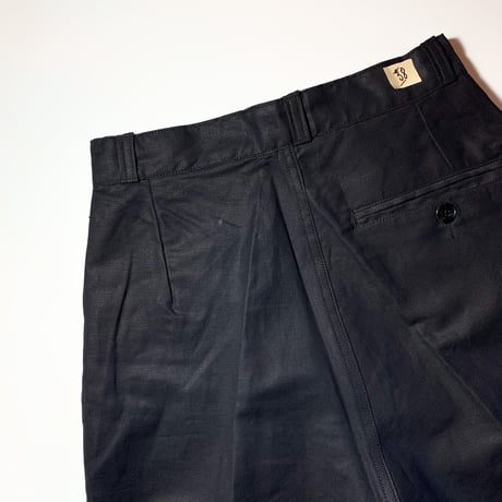 1950's French Unknown Black Linen Trousers Deadstock
