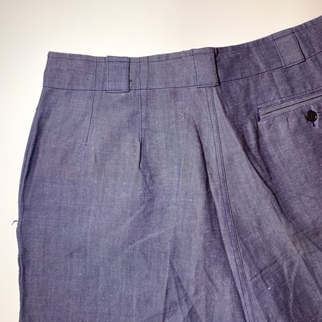 1950〜60's French Navy Linen Short Pants Deadstock