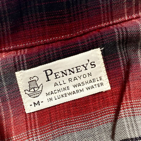 1960's PENNEY'S Rayon L/S Shirt Deadstock