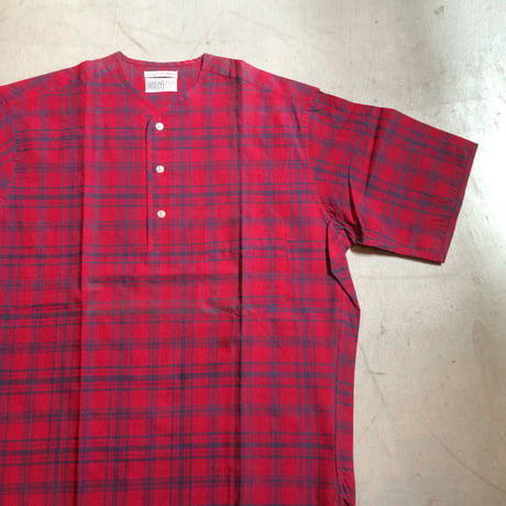 1960's DONEGAL Indian Madras Henleyneck S/S Shirt Deadstock