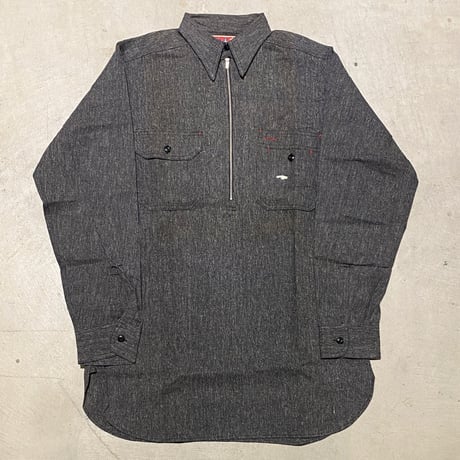 1950's UNCLE SAM Black Chambray Pullover L/S Shirt Deadstock
