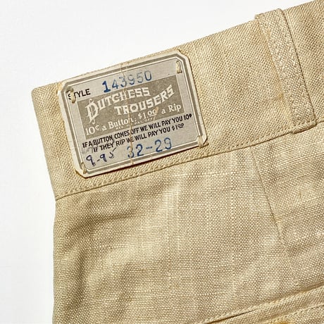 1930's DUTCHESS TROUSERS Linen Golf Pants Deadstock
