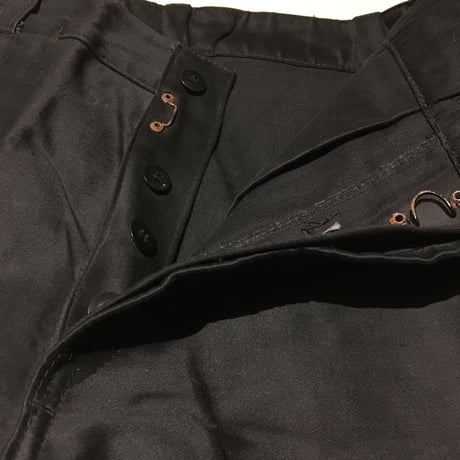 1950's French Unknown Black Moleskin Trousers Deadstock