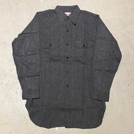 1940〜50's 5 BROTHER Black Chambray L/S Shirt Deadstock