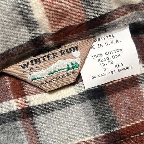 1980's WINTER RUN Heavy Flannel L/S Shirt Deadstock