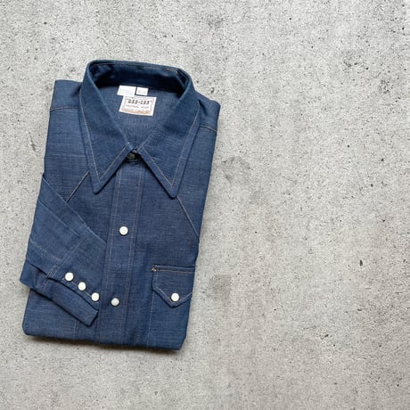 1970's WASHINGTON DEE CEE Denim Western L/S Shirt Deadstock