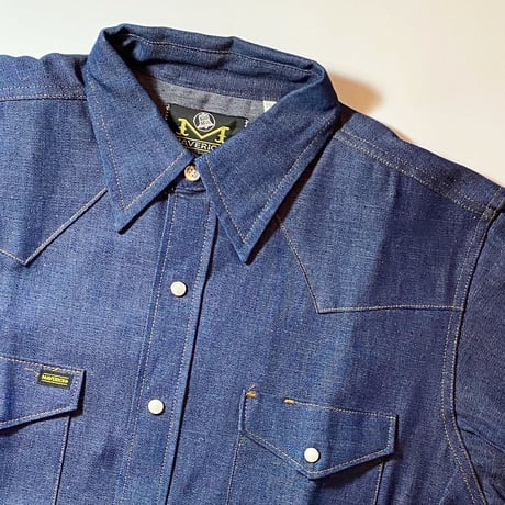 1970's MAVERICK Denim Western L/S Shirt Deadstock