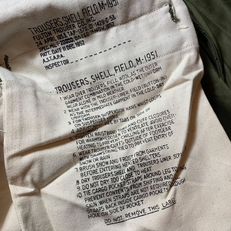 1950's US.ARMY M-51 Field Trousers Deadstock