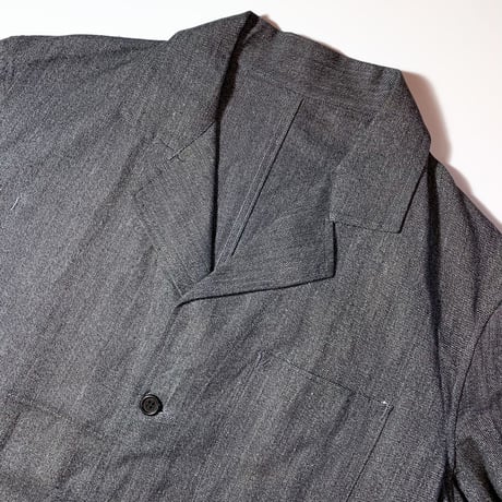 1950's French Unknown Black Chambray Atelier Coat