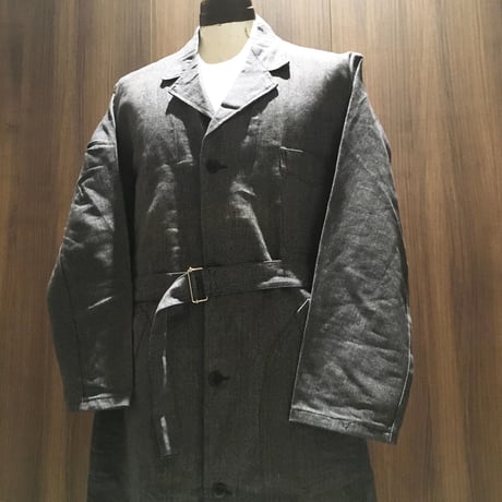 1950's LE VETEMENT ATLANTIQUE Black Chambray Atelier Coat Deadstock