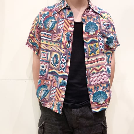 1950's KUONAKAKAI Rayon Hawaiian S/S Shirt